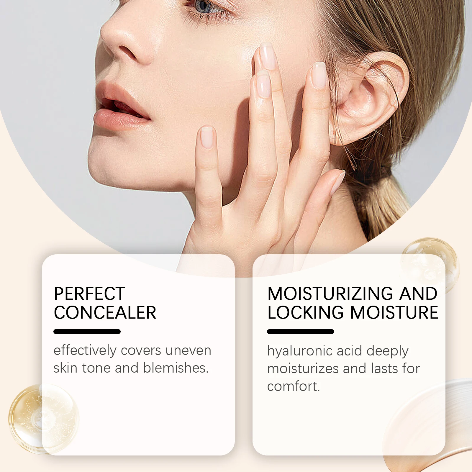 Vloeibare gezichtsfoundation Spf 50-temperatuurverandering Make-upbasis met hoge dekking Waterdichte hydraterende foundation Cosmetica-make-up