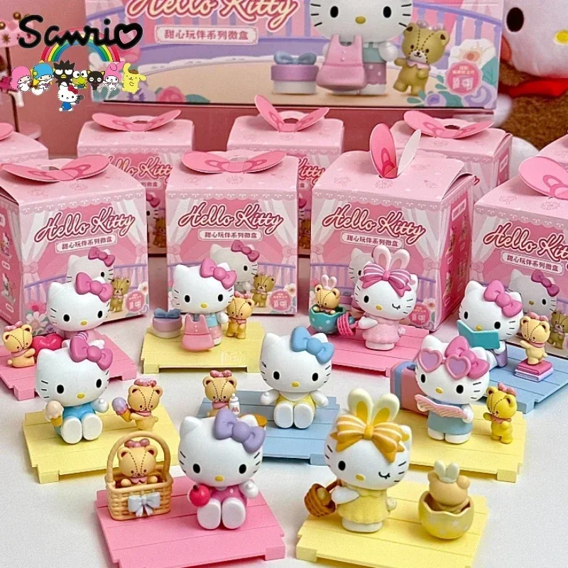 Genuíno sanrio olá kitty querida playmate série caixa cega ornamentos crianças brinquedos presentes de aniversário quarto surpresa decoração