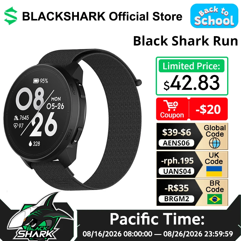 ブラックシャーク ラン スマートウォッチ 1.43インチ AMOLEDディスプレイ 15日間バッテリー持続 5ATM防水 Bluetooth通話対応 スマートウォッチ アウトドア向け