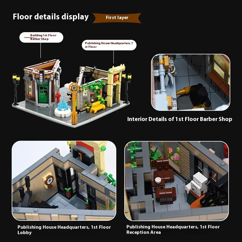 Conjuntos de edifícios de casa de construção de ferro plano, 4500 peças, 12 figuras, cidade, apartamento, arquitetura, blocos de construção modulares, kit de modelo, presente