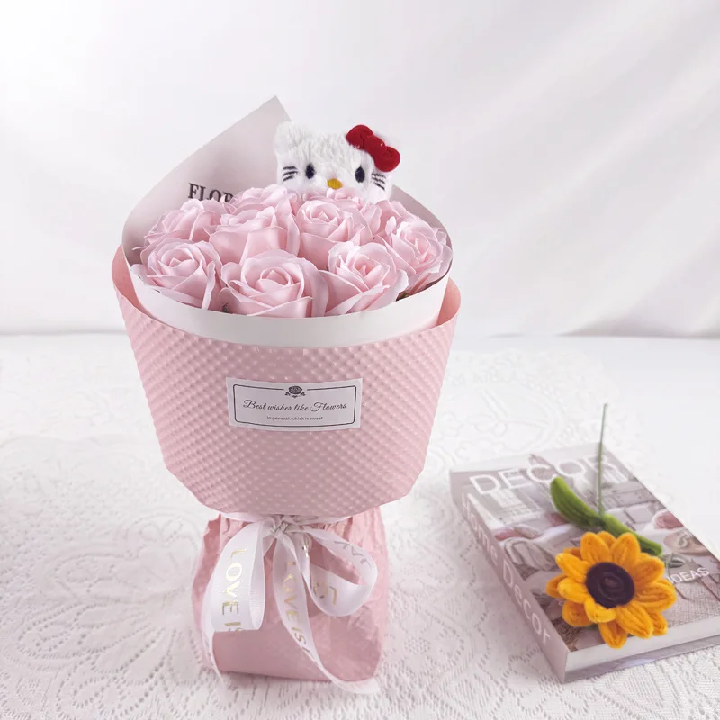 Waltz Bouquet Half-Finished Product Flower  with Flower Mud Lollipop Snack DIY Flower Arrangement Material Stall Selling...