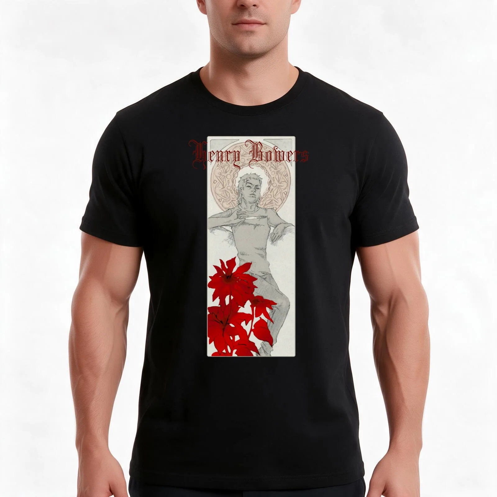 Henry Bowers Art Deco T-Shirt, Summer Casual Cotton Tee, Oversized Streetwear Tops, Vintage Graphic Print, Unisex Men Women
