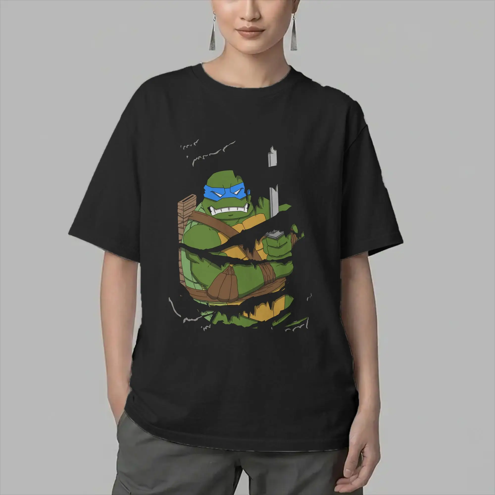 Cartoon Ninja T-Turtles T-Shirts for Men  Funny 100% Cotton Tee Shirt O Neck Short Sleeve T Shirts Plus Size Clothing