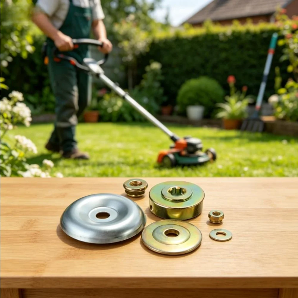 4pcs Lawn Mower Working Head Set with Reverse Nut and Dual Pressure Plates Designed for Forestry and Grounds Maintenance