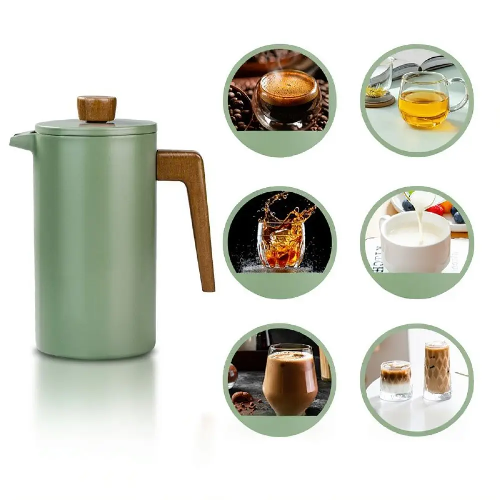 Manual French Press Coffee Maker Stainless Steel Tea Brewer Percolator Filter Pot Green Durable Espresso Making Kitchen Tool
