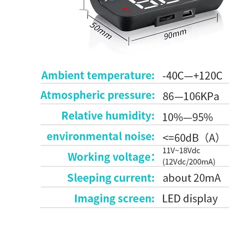 M6S Car Head Up Display HD LCD Display Plug and Play Big Font with Digital GPS Speedometer KMH /MPH Windshield Projector