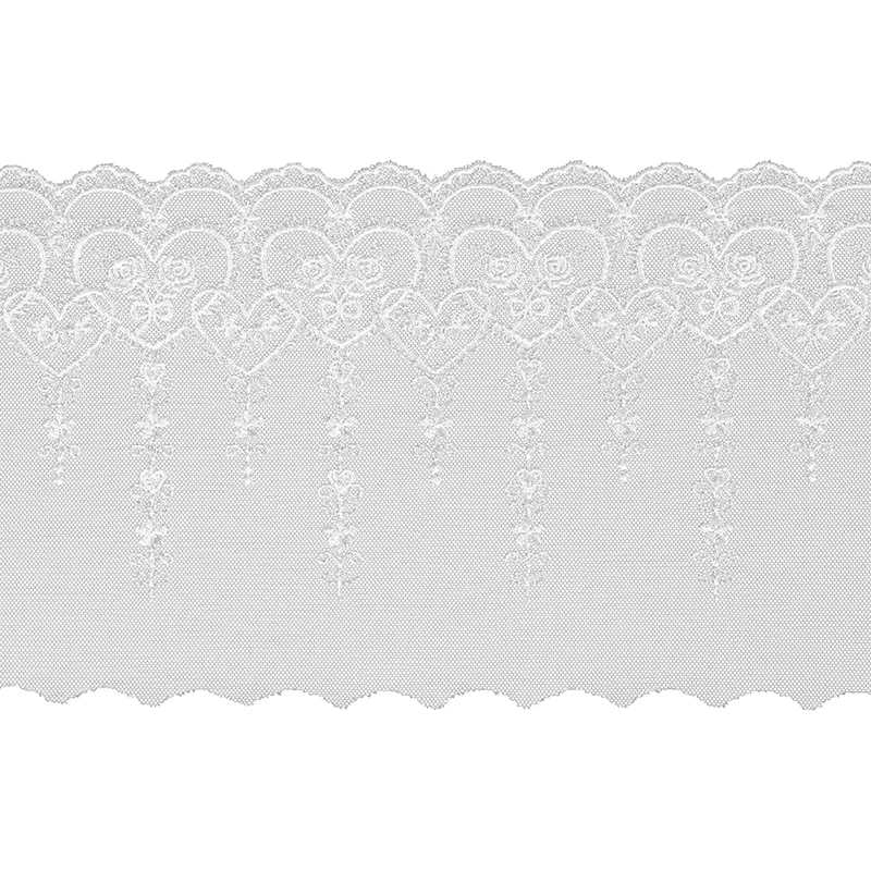 Polyester Embroidered Lace Fabric, Ribbon Lace Trim, DIY Garment, Curtains Accessories, White, 2Yards