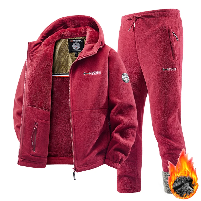 New Winter Sportswear Set Mens - đánh giá và giá Fleece Hoodie Lined