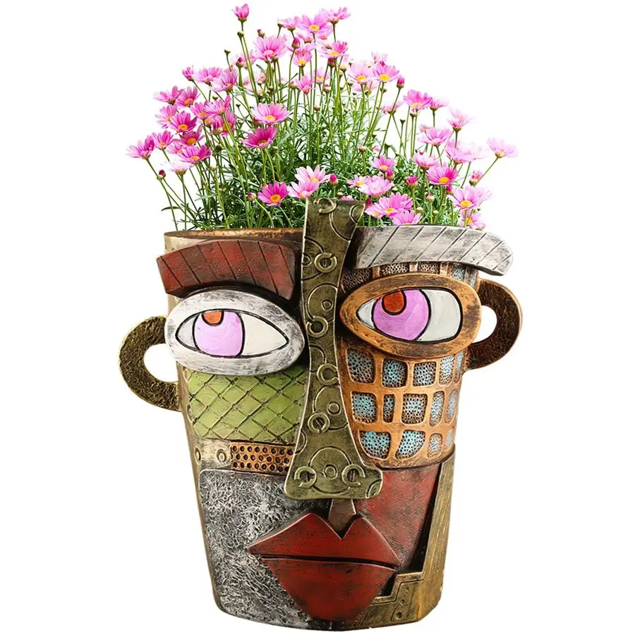 

Abstract Face Flower Pots Head,Creative Inspiration Succulent pots,Head Planter with Drainage Hole,Colorful Plant Pots for Outdo