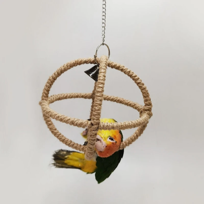 Small Parrot Hollow out Ball Toy with Small Bells Hanging Bird Cage Molar Toy