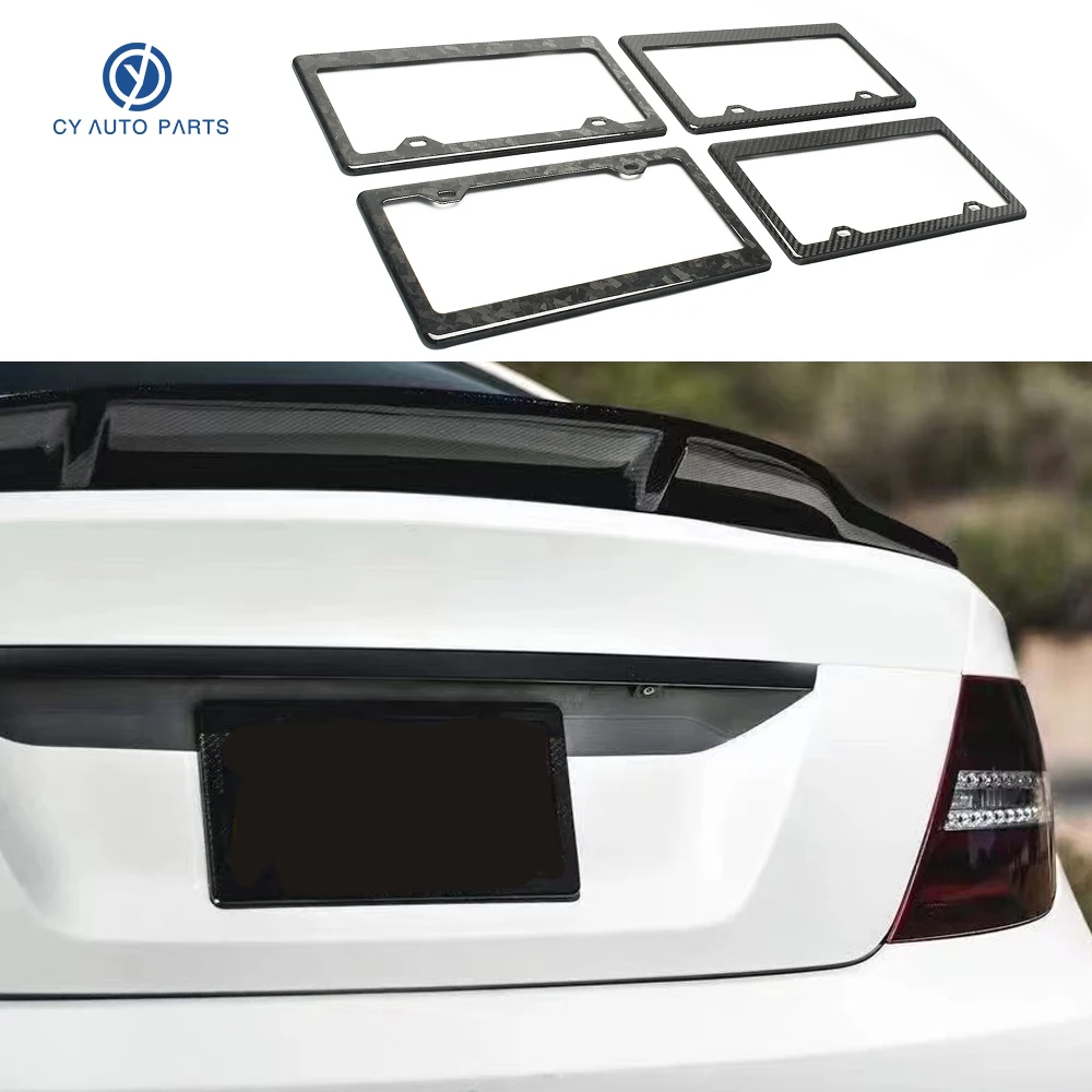 

Custom logo Carbon Fiber Forging grain License Plate Frame Tag Cover Protection Rack Standard for US Vehicles