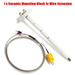 1 Set Universal K-Type Thermocouple Block Ceramic Kiln Probe 2372/1300 Degree F/C 11G High Temperature Controller Tools