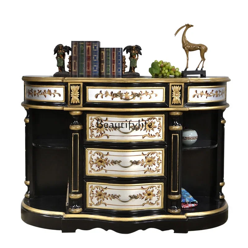 

ls 42New Chinese side cabinet, luxurious black European side cabinet in the living room