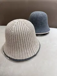 Women's Hats Bucket Hat Ribbed Knitted in Wool Blend Yarn Head circumference 57-57.5 cm