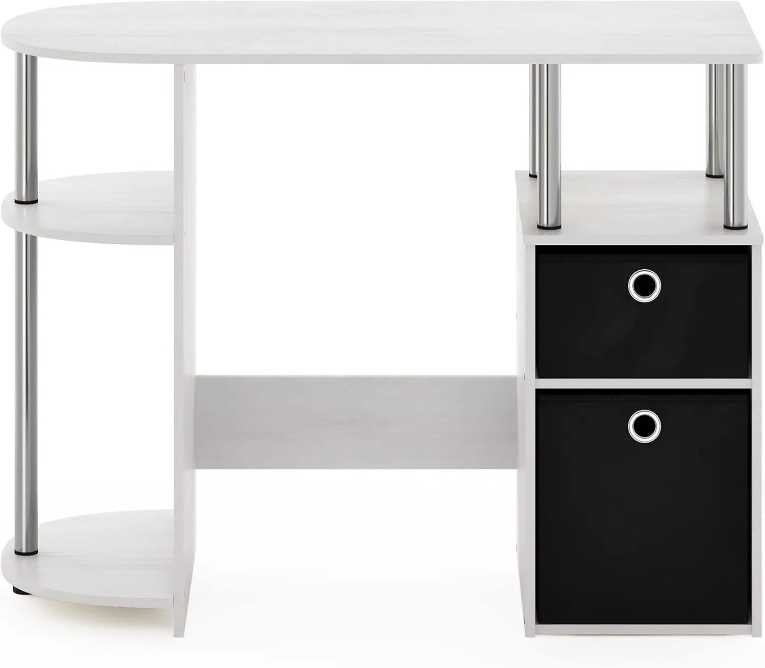 Jaya-Simplistic Computer Study Desk, Carvalho Branco, Cromo, Preto