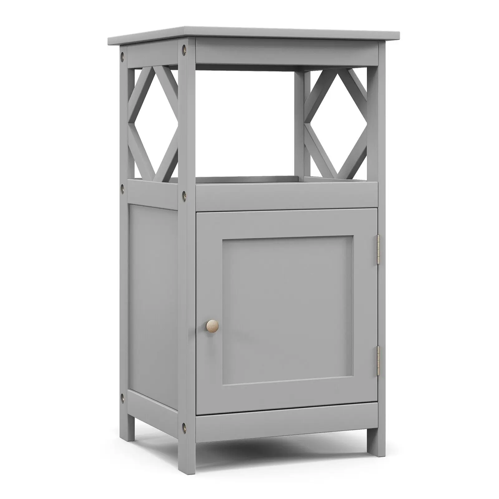 ERGOMASTER Bathroom Floor Cabinet Single Door Storage Organizer Cabinet W/ Open Compartment