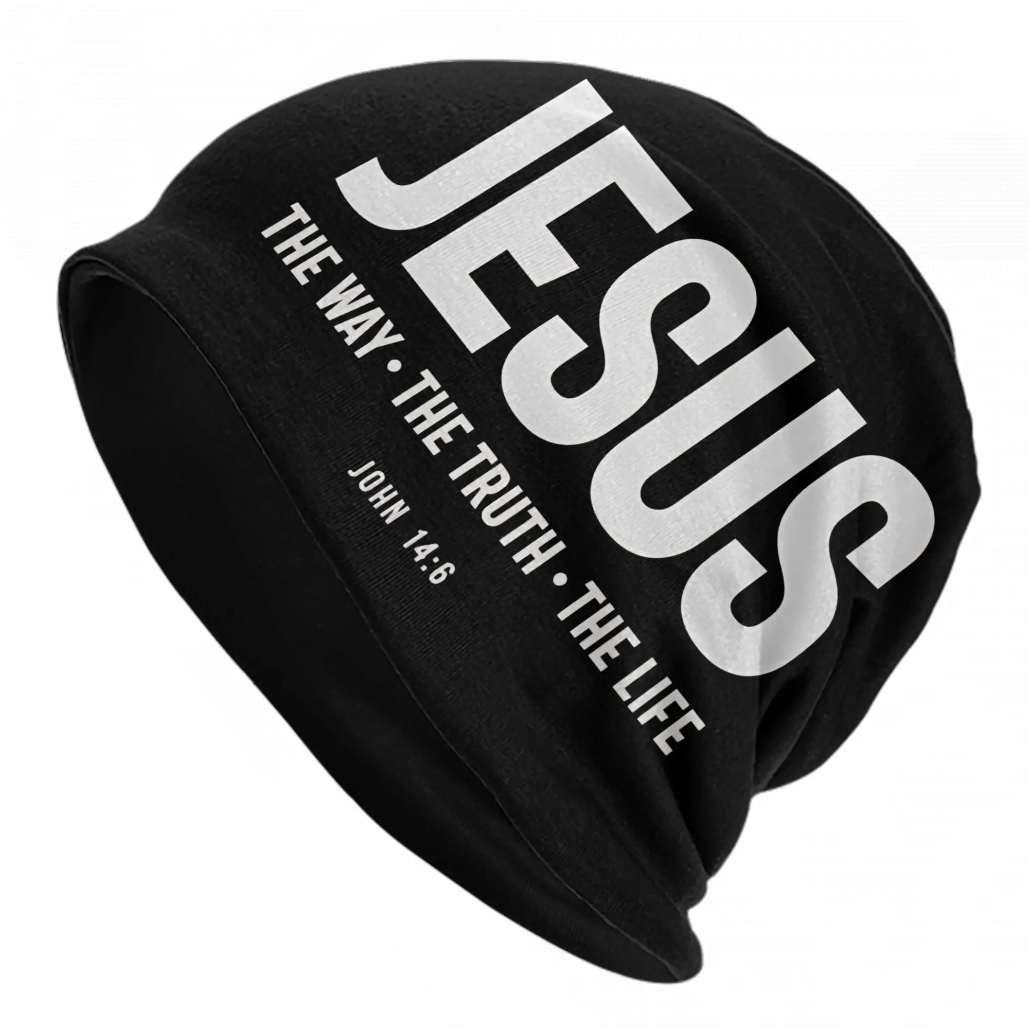 Bonnet tricoté unisexe pour homme et femme, style Y2K, pour la rue, la salle de sport, bonnets chauds d'automne, citation chrétienne de Jean : Jésus, la voie, la vérité.
