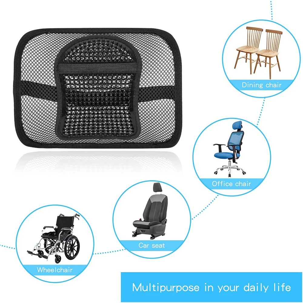 Mesh Back Support for Office Chair, Lumbar/Chair Back Support with Elastic Strap Back Rest for Car Seat/Back Pain Relief