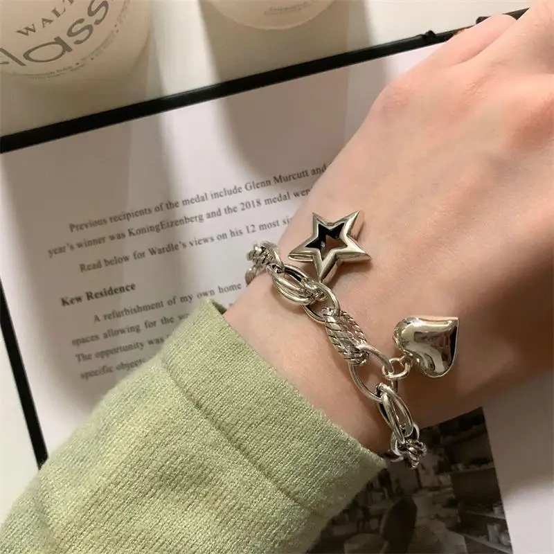 XIYANIKE Vintage Love Star Bracelet For Men Women Girl Hip Hop Fashion New Punk Jewelry Couple Gift Party Bounce pulseras mujer