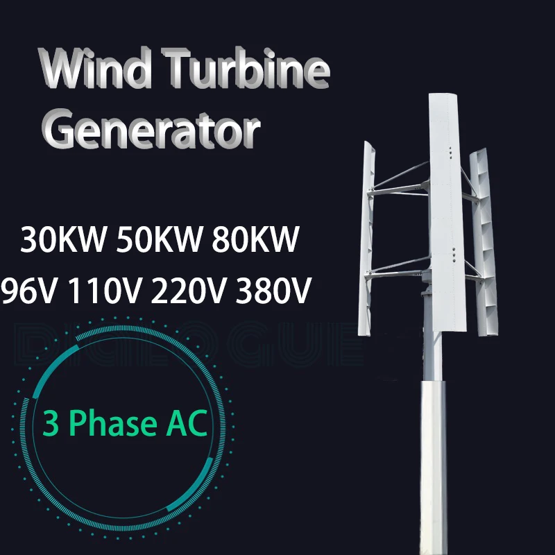 30kw 50kw Vertical Axis Wind Turbine Alternative Energy Generator 220v AC Output Household Complete Kit with Controller Inverte