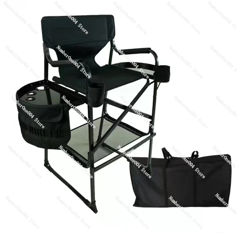 Summer New Aluminum Alloy High Leg Black Folding Cosmetic Chair Outdoor Camping Portable Director Chair Hairdressing Chair