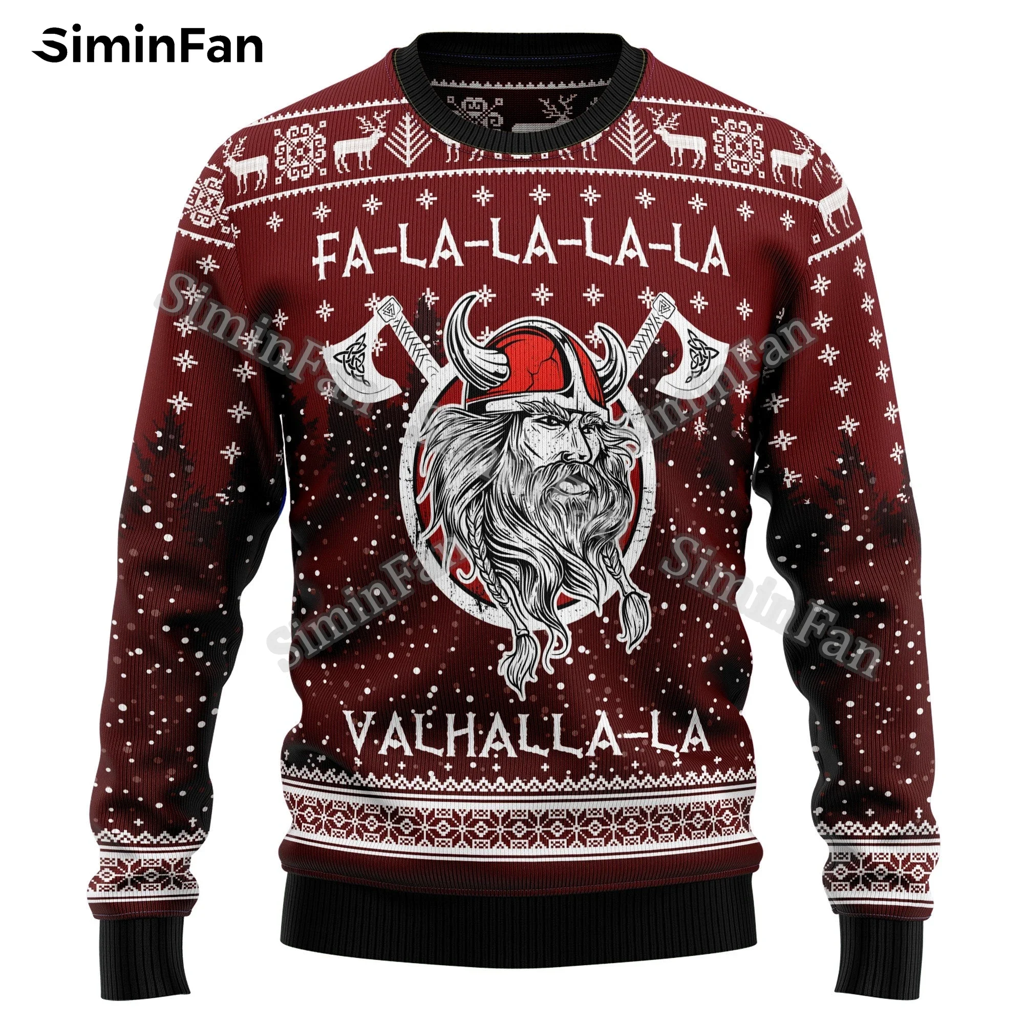 Falalalala Valhallala Santa Viking Ugly Christmas Sweatshirt Jumper 3D Printed Men Pullover Male Long Sleeve Shirt Unisex Top-1