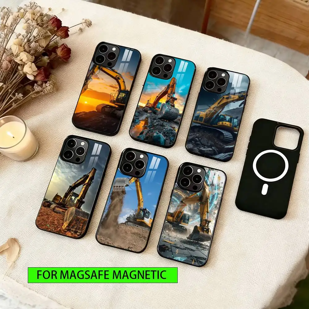 

Excavator Phone Case For iPhone17,16,15,14,13,12,11 Plus,Pro Magnetic For Magsafe Wireless Charging