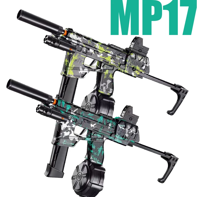 New Mp17 Camouflage Skin Can Launch Gel Ball Toy Gun with 7.4V Battery High Quick Release Outdoor Toy Team Interactive New Gift