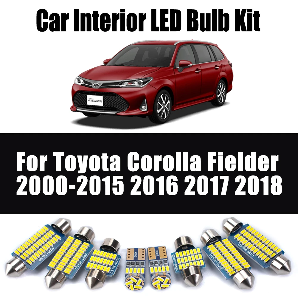 

Светодиодная внутренняя купольная лампа Canbus для чтения карт, комплект освещения багажника для Toyota Corolla Fielder 2000- 2015 2016 2017 2018, автомобильные аксессуары