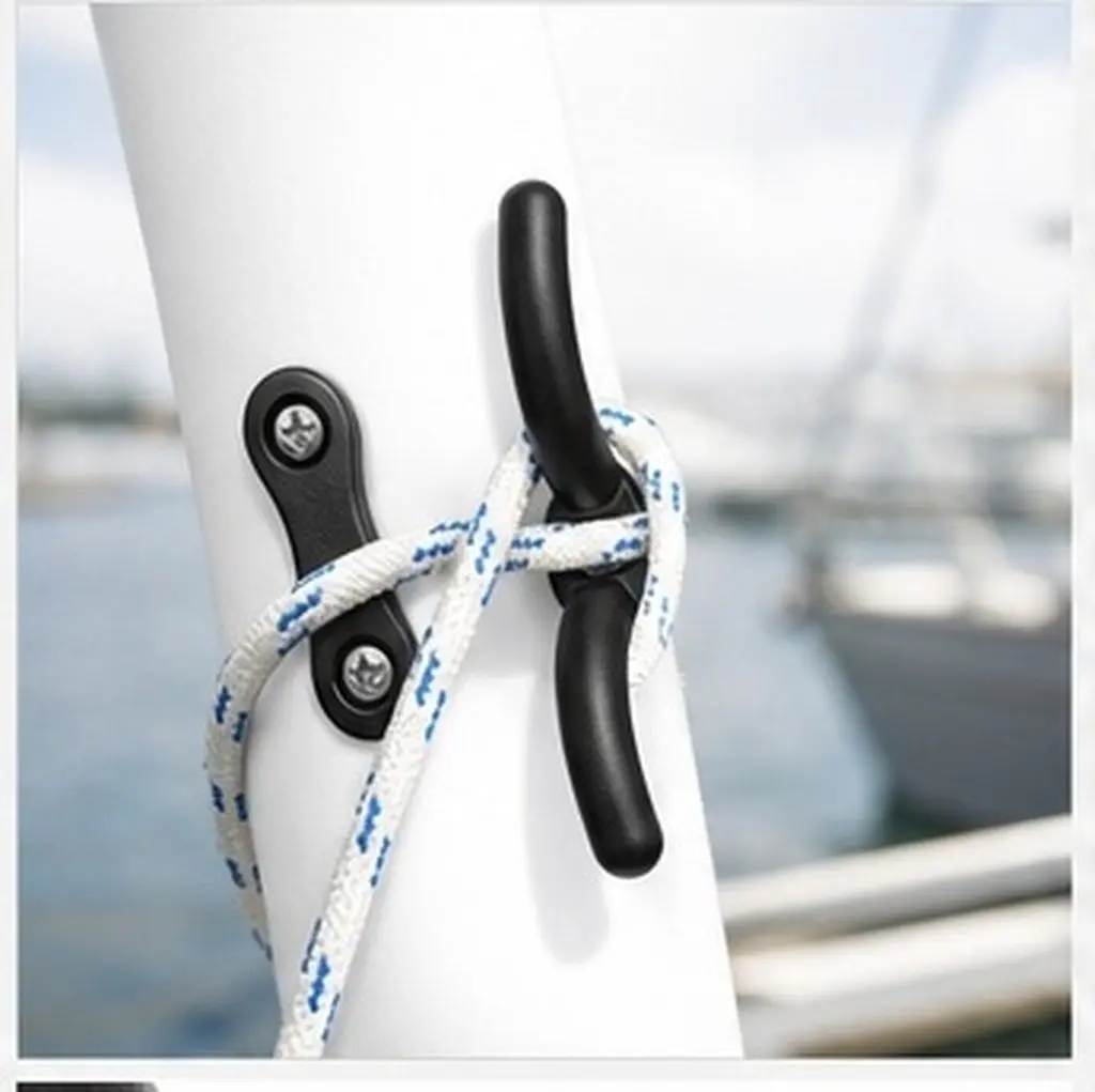 2Pcs Flagpole Cleat Hook Heavy Duty Nylon Rope Fixing Hook for Boats Awnings Tarps Comes with Stainless Screws