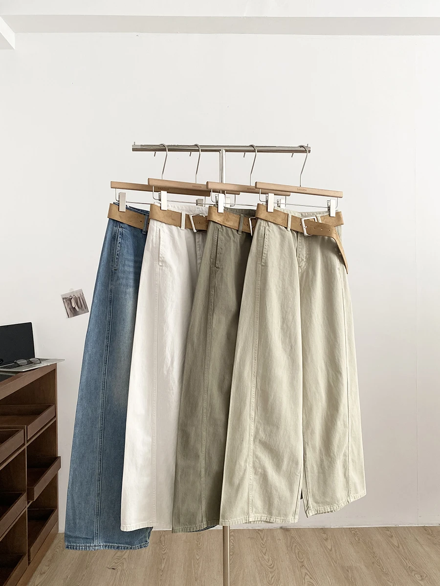 

High Waist Wide Leg Denim Jeans Women's Casual Style Spring Slimming Versatile Drapey Straight Floor-Length Loose Long Pants