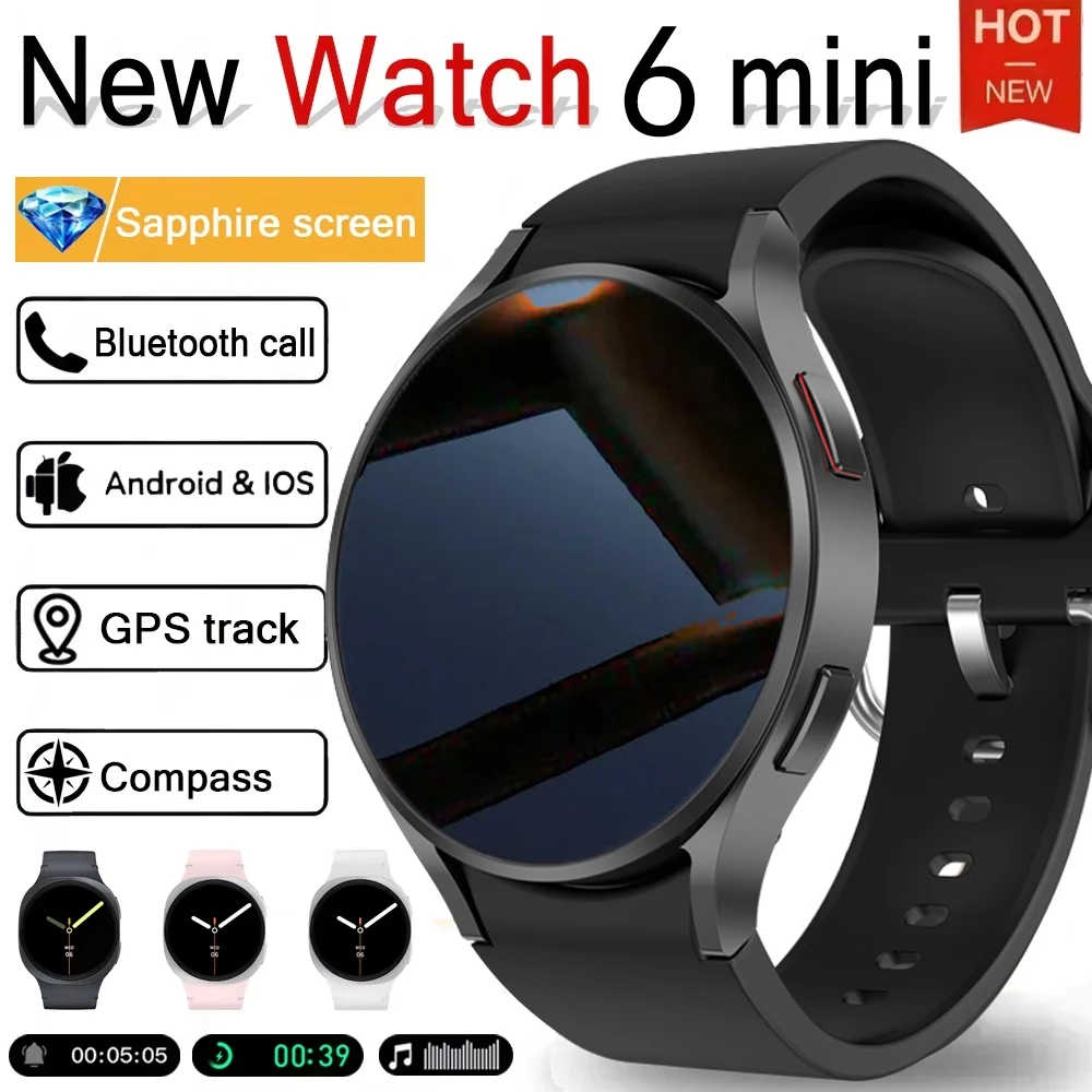 

New Watch 6 mini GPS Track NFC Smart Watch Men Amoled Always Display Health Monitoring Clock BT Talk galaxys Smart Watch Women