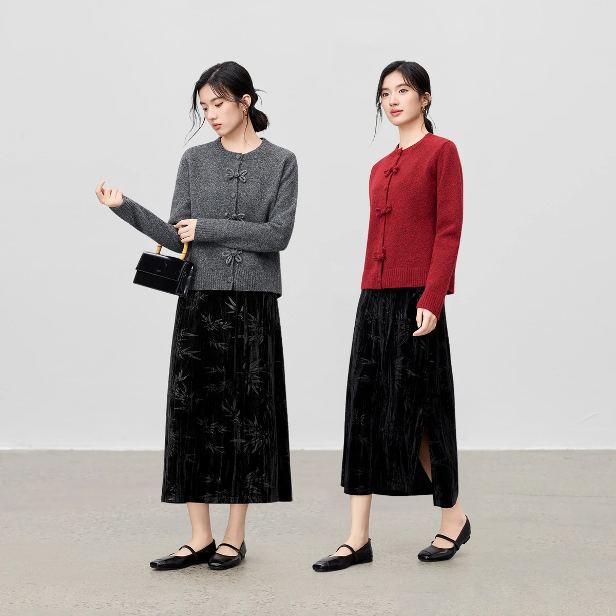 SENTUBILA Strickjacke für Damen, chinesischer Stil, 2025, Herbst, O-Ausschnitt, Schleife, Knoten, Froschverschluss, Pullover, elegante Strickoberteil aus Wollmischung, W53EB3863