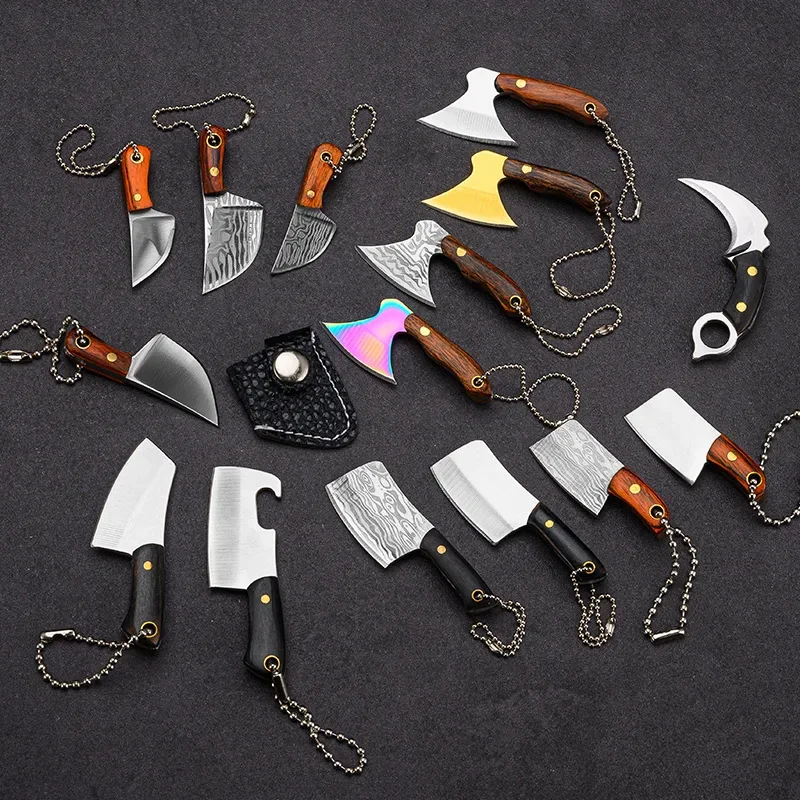 Outdoor Camping Portable Pocket Mini Folding Knife Stainless Steel Blade Wooden Handle Keychain Knife Portable Folding Knife