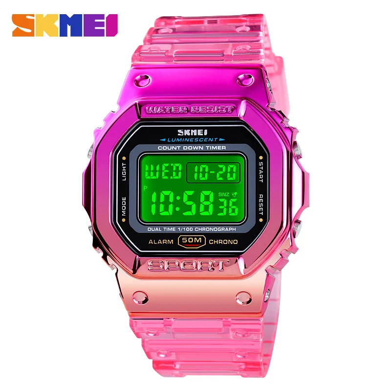 Skmei Unicorn Square Multi-Functional Student Electronic Watch Class II Transparent Sports Watch for Women