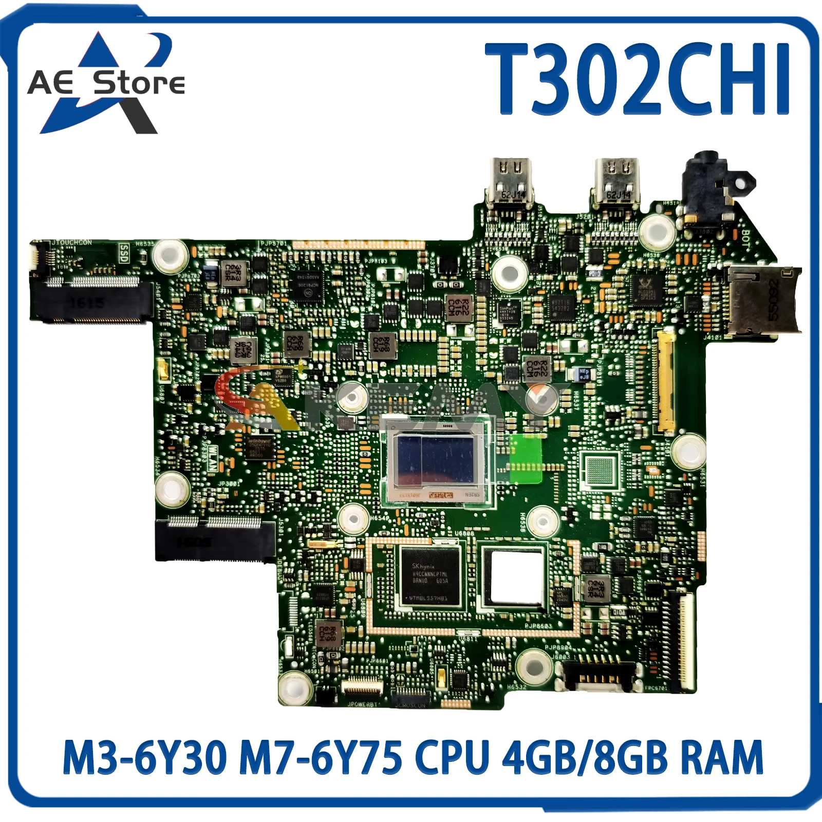 AE T302CHI Mainboard For ASUS Transformer Book T302C T302CH T302CHI Laptop Motherboard With M3-6Y30 M7-6Y75 CPU 4GB/8GB RAM