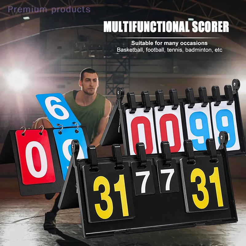 1 PC Draagbare Multi Sport Scorebord Tafel Flip Scorebord Professionele ABS Badminton Voetbal Volleybal Competities 4 Cijfers