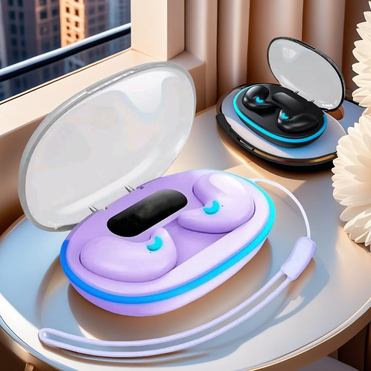 X55Pro سماعات أذن بلوتوث للنوم سماعات بلوتوث لاسلكية مقاومة للماء سماعات أذن ستيريو هاي فاي مع ميكروفون تنطبق على الهواتف الذكية