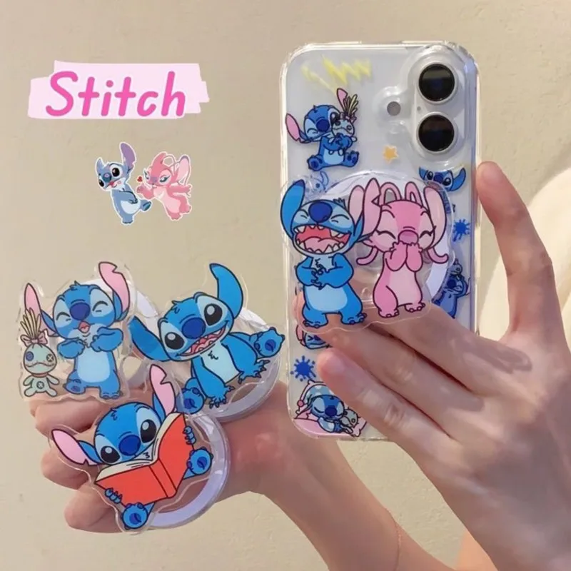 

Складной силиконовый держатель для iPhone 17 Pro Max, милый 3D-чехол Disney с мультяшным персонажем Стич, защитный чехол с магнитным креплением Magsafe для телефона