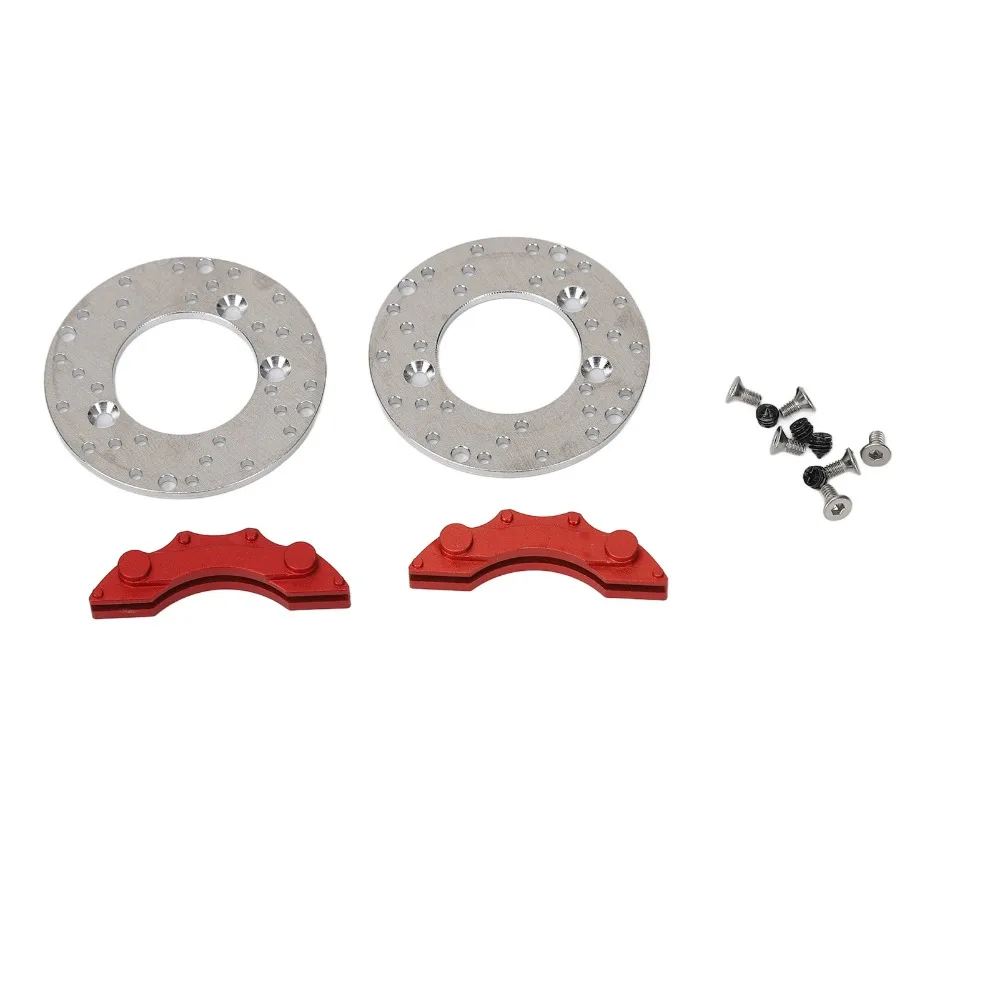 2 Pcs/Set Aluminum Alloy RC Wheel Brake Disc RC Upgrade Part Silver RC Brake Caliper Set for Traxxas TRX4/TRX6 1/10 RC Cars