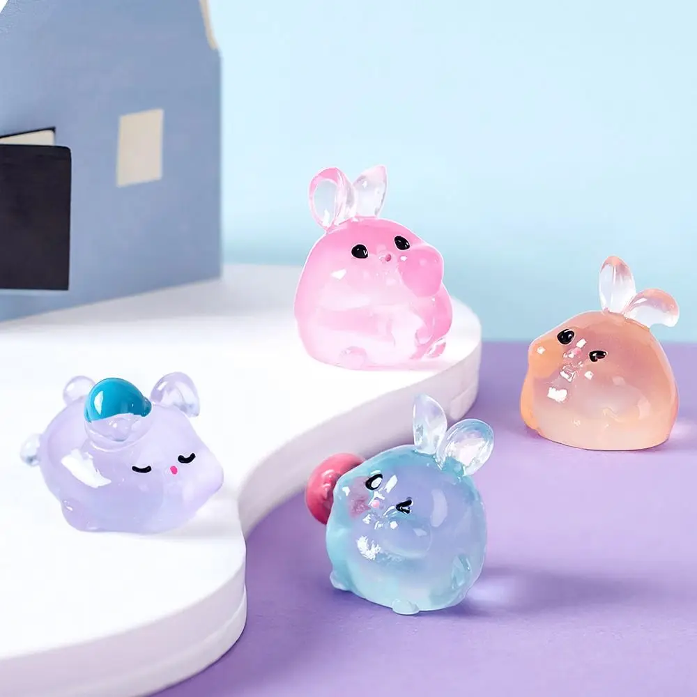 

Mini Luminous Rabbits Miniature Statue Cute DIY Glow At Night Bunny Statue Resin Crafts Funny Micro Landscape Ornament Outdoor