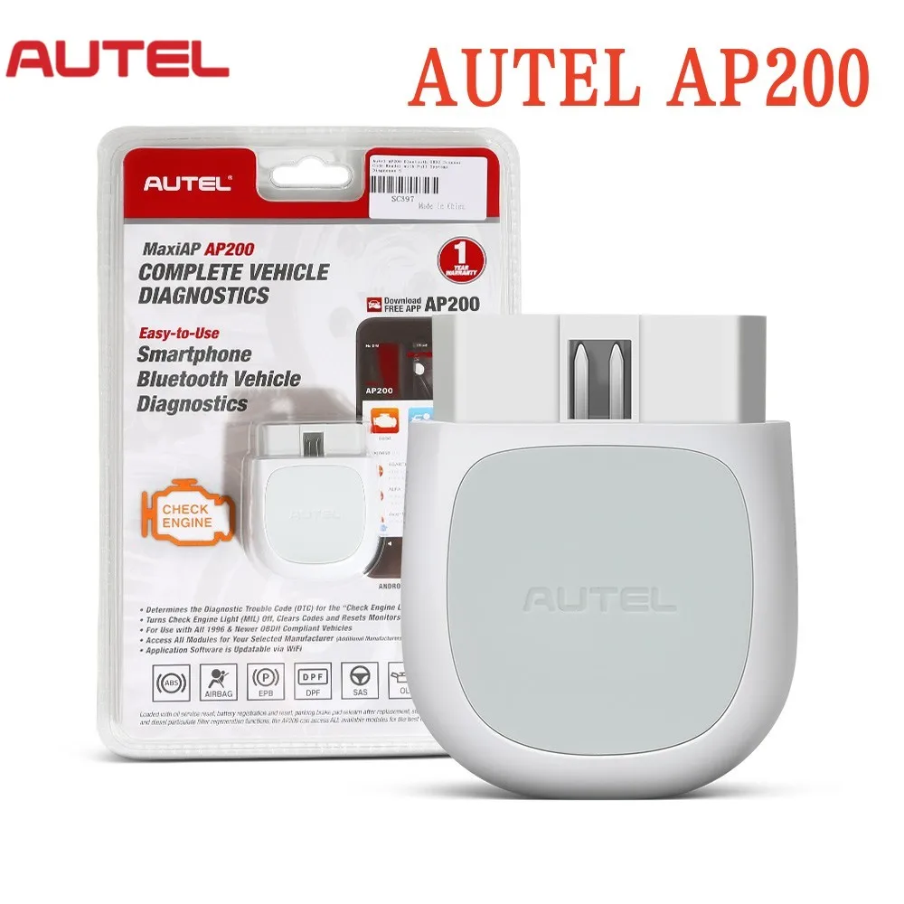 

Autel MaxiAP AP200 Bluetooth Full-System OBD2 Scanner Code Reader for IOS, Android Simplified Edition of MK808