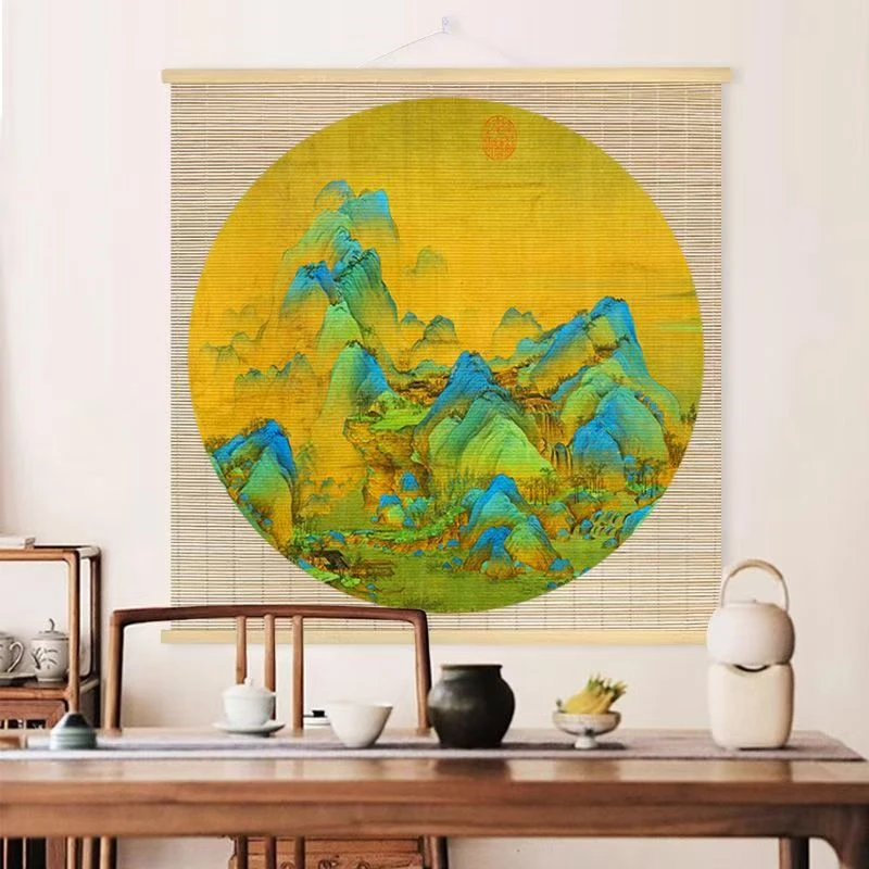 Thousand mile landscape painting, landscape bamboo art painting, living room decoration, home feng shui decoration, gifts