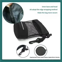 Polyester Golf Ball Storage Bag with Drawstring Closure - Mesh Pocket Design for Easy Organization, Available Gray/Blue/Black 3