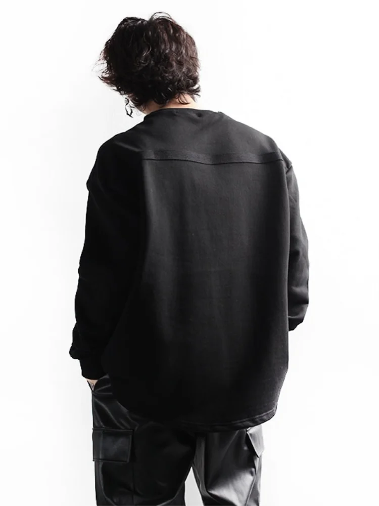 Men's Long Sleeve T-Shirt Spring And Autumn New Personality Zipper Stitching Design Fashion Youth Sunshine Large Size Top