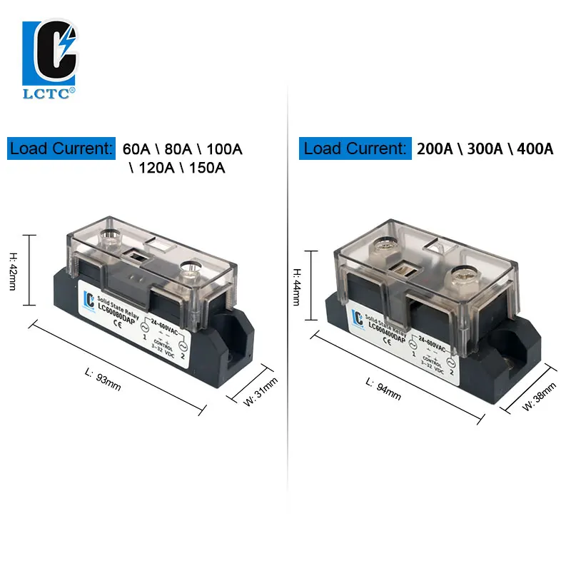 Random Industrial SSR 60A 80A 100A 120A 150A 200A 250A 300A 350A 400A DC to AC High Power SSR Heavy duty Solid State Relay