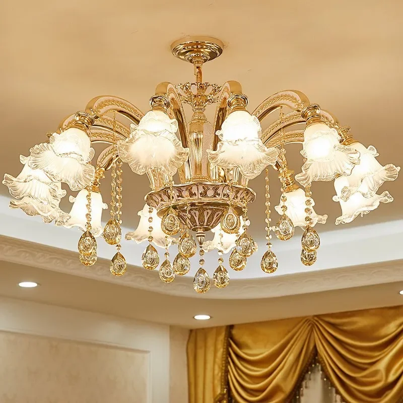 for Modern Simple European LED Crystal Chandelier Dual Purpose Ceiling Light for Living Room Bedroom Dining Room Study