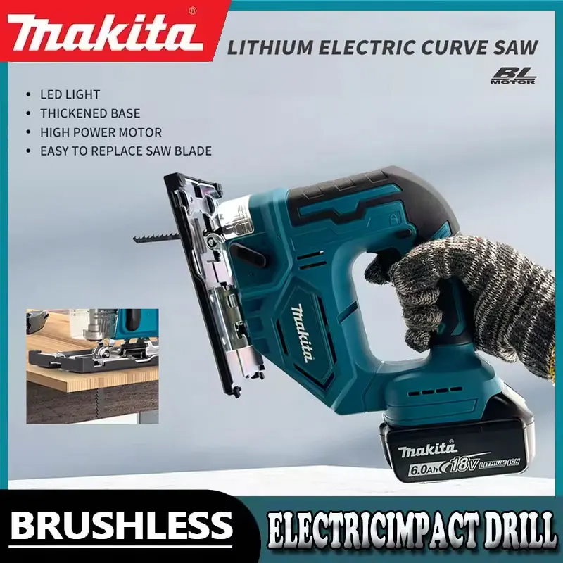 

Makita DJV182Z 340W Brushless Jigsaw Electric Jig With Saw Blade Cordless Barrel Handle Jigsaw Portable Carpenter Power Tool