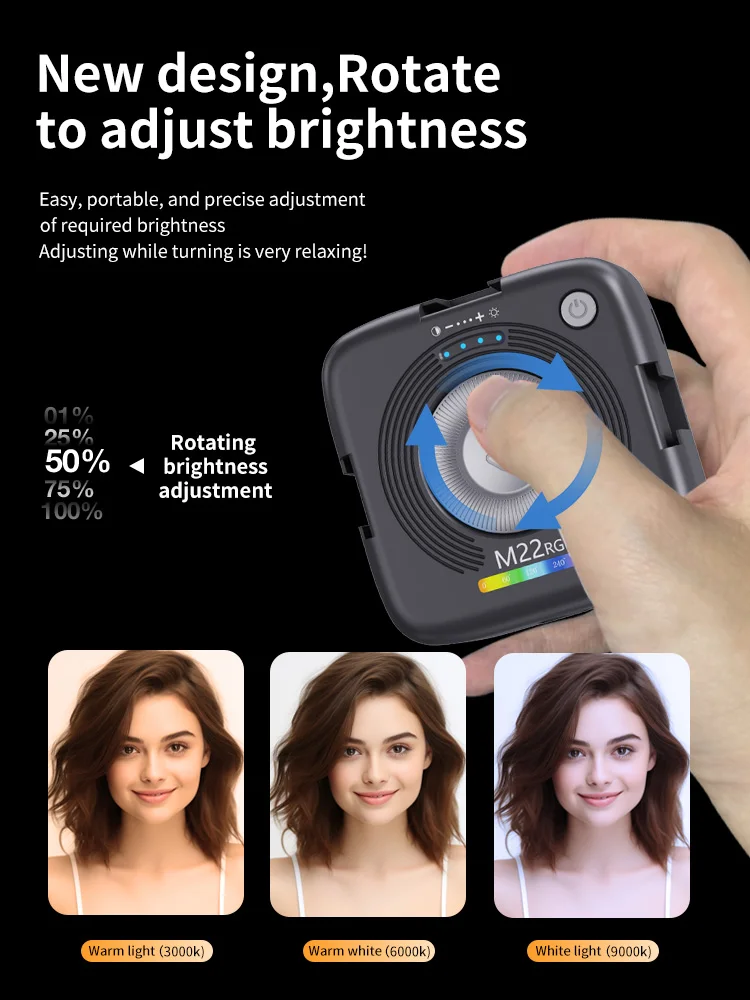 إضاءة مؤتمرات الفيديو المحمولة RGB LED مع مشبك قابل لإعادة الشحن بقدرة 2200 مللي أمبير في الساعة للهاتف والكاميرا والكمبيوتر المحمول وأجهزة iPad ومدونة الفيديو