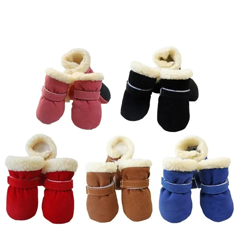 4pcs Dog Snow Boots for Winter Dogs Boots & Paw Protector Warm Puppy Booties Adjustable Pet Shoes for Small Medium Size Dogs